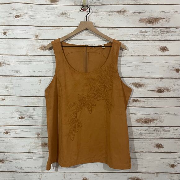Soft Surroundings Constance Faux Suede Tank - Brown Sugar - XL - Picture 12 of 14